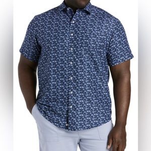 3XLT Synrgy Microfiber Floral Short-Sleeved Button-Up Sport Shirt